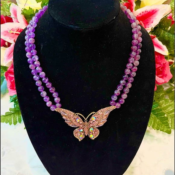 eye candy Jewelry - EYE CANDY Amethyst Statement Necklace